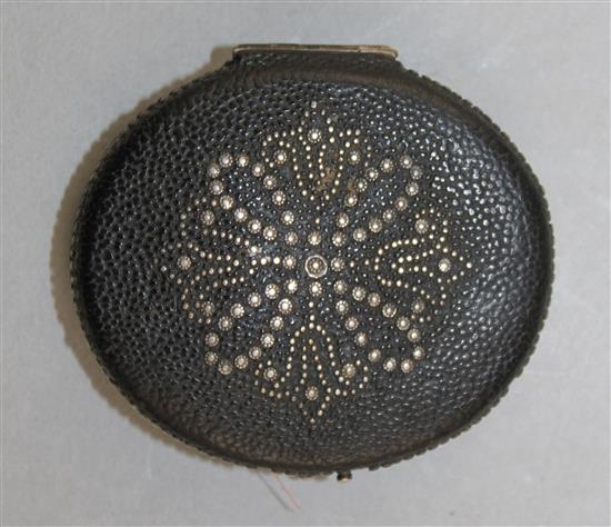 An 18th century oval shagreen and pique work miniature case, 2in.